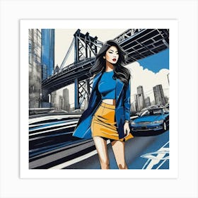 Asian Girl On The Street Art Print