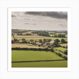 Aerial View Of Farmland Art Print