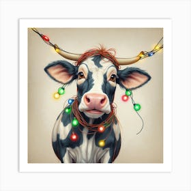 Christmas Cow 5 Art Print