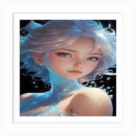 Beautiful Girl In Water Art Print