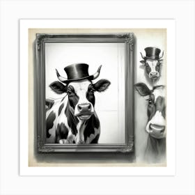 Cow In Top Hat 3 Art Print