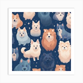 Seamless Pattern Of Dogs Art Print