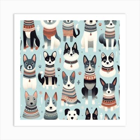 Scandinavian style,Pattern with dogs 2 Art Print