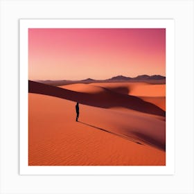 Silhouette Of A Man In The Desert Art Print