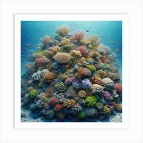 Undersea Paradise: Exploring the Enchanting Depths of a Thriving Coral Reef Ecosystem, Where Vibrant Marine Life Flourishes Amidst a Kaleidoscope of Colors and Intricate Formations Art Print