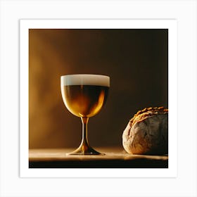 Glass Of Wine And Bread Art Print