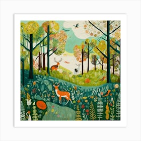 Deer In The Woods 23 Art Print