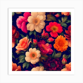 Floral Seamless Pattern Art Print