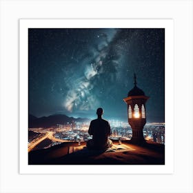 Muslim Man Praying At Night 2 Art Print