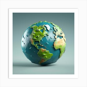 Earth Globe Art Print