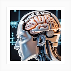 Human Brain With Artificial Intelligence 2 Art Print