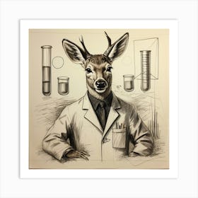 Deer In Lab Coat 9 Art Print