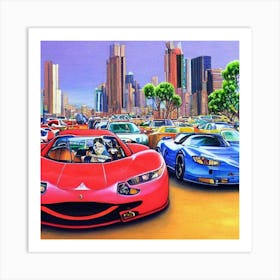 Cars On The Street Art Print