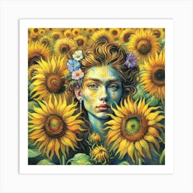Sunflower Girl 3 Art Print