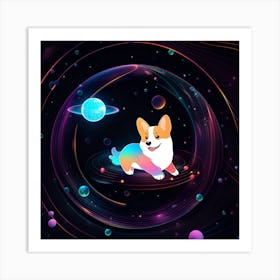 Corgi In Space 4 Art Print