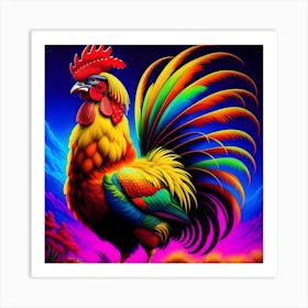 Rooster Fantails Art Print