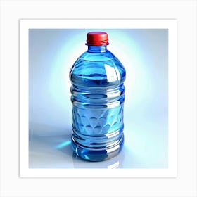 Water Bottle On A Blue Background 1 Art Print