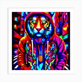 Psychedelic Street Tiger Art Print