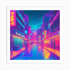 Neon City Street Art Art Print