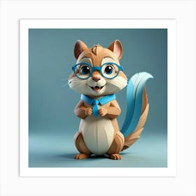 Cartoon Squirrel With Glasses 2 Art Print