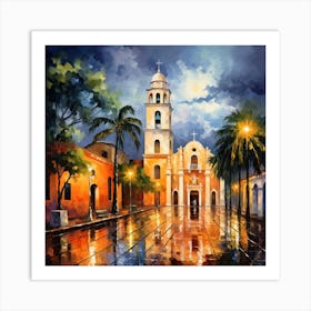 Church At Night Art Print