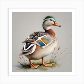 Mallard Duck, Realistic duck wall art print, Detailed waterfowl artwork for walls, Majestic duck painting on canvas, Duck pond wall decor, Duckling family wall art, Vibrant duck feathers in art print, Duck hunting scene wall print, Peaceful duck in nature art, Waterfowl lovers' wall decor, Duck art for lake house, Art Print