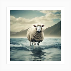 Sheep In The Sea Art Print