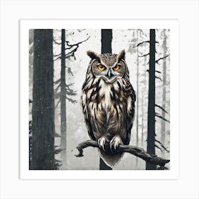 Owl In The Woods 61 Art Print