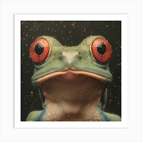 Frog Closeup Stippling Style Art Print