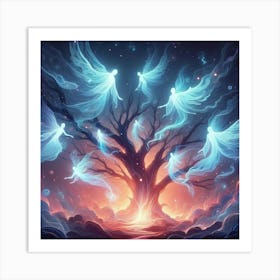 Angels In The Tree 1 Art Print