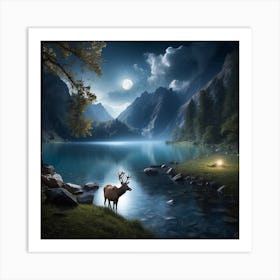 Moon night Art Print