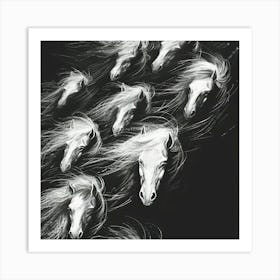 Horses In The Wind Art Print