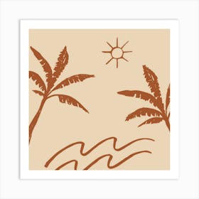 Palm Trees On The Beach Art Print