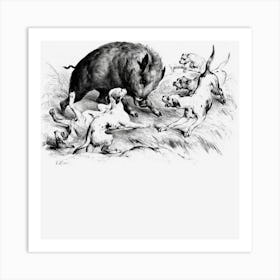 Wild Boar Hunter Pig Hog Hunting Art Print