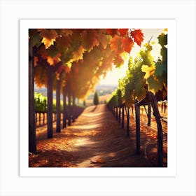 Autumn Leaves In A Vineyard Art Print