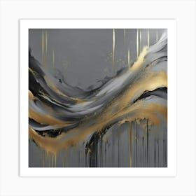 Abstract - Gold And Black Art Print