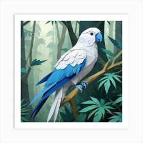 Paper Craft Parrot In A Tropical Forest Setting Art Print