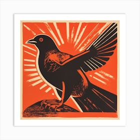 Retro Bird Lithograph Pigeon 3 Art Print