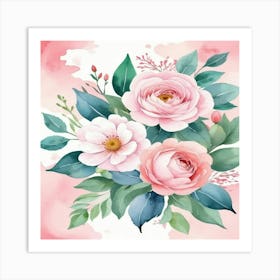 Watercolor Roses 1 Art Print