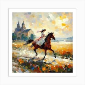 Girl Riding A Horse 2 Art Print