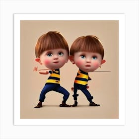 Two Boys With Swords Art Print