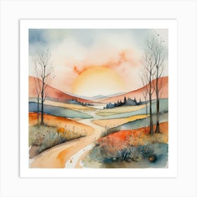 Landscape Watercolor Painting Art Print