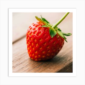 Strawberry On A Wooden Table Art Print