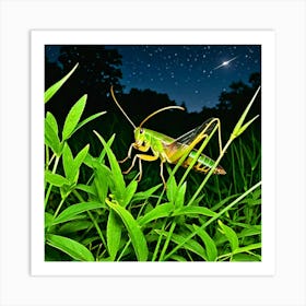 Crickets Insects Chirping Jumping Green Legs Antennae Noise Hopper Herbivores Garden Fiel Art Print