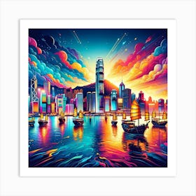 Hong Kong City Skyline 1 Art Print