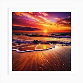 Sunset At The Beach 159 Art Print