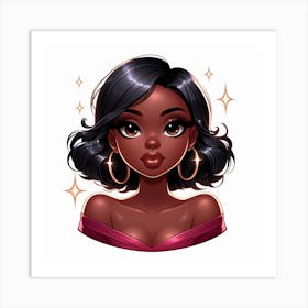 Black Girl With Hoop Earrings Art Print