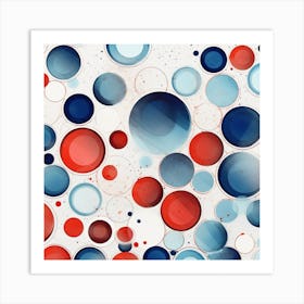 Red Blue White Circles Art 3 Art Print