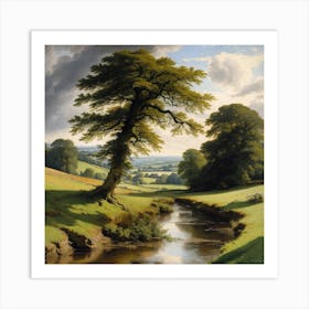 Tree By The Stream Art Print