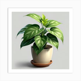 Realistic peperomia potted in ceramic flower pot Art Print